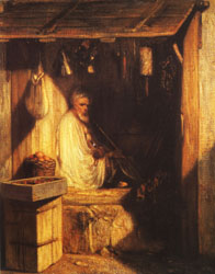 Turkish Merchant smoring in His shop